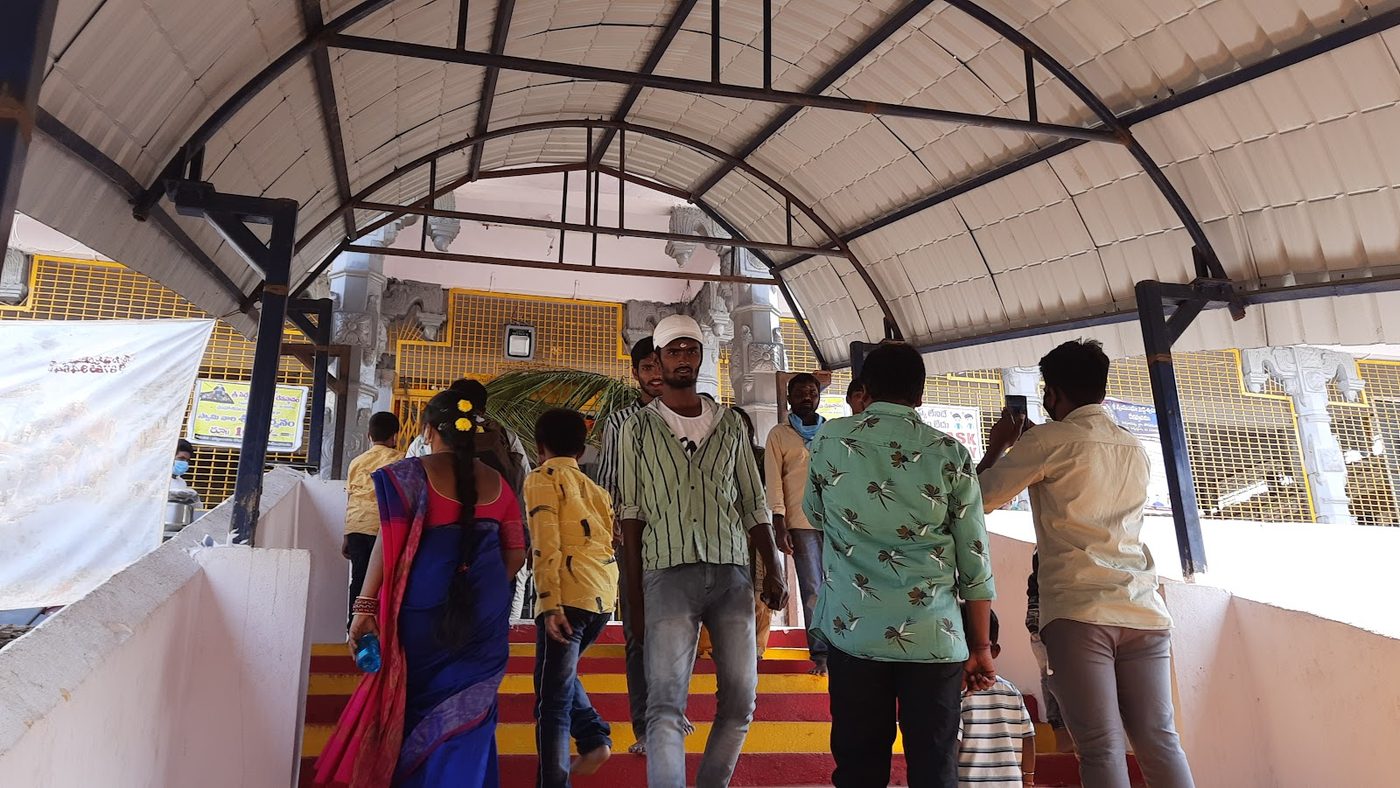 Pilgrims climbing to the shrine